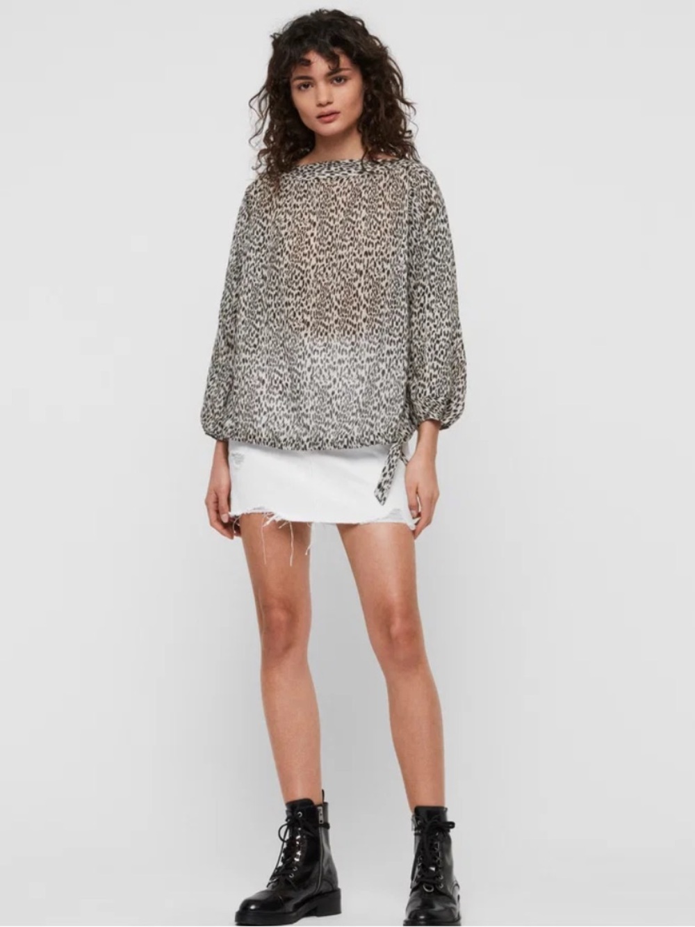 All Saints Laci Lep Cotton Animal Print Top